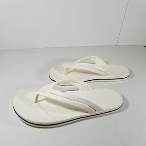 Crocs Sandals Women's 10 Thong Crocband Iconic Comfort Flip Flops White Shoes